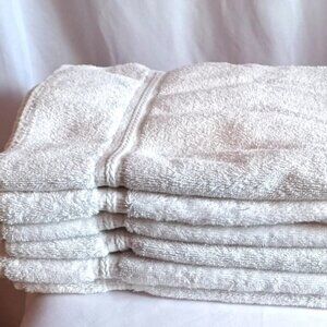 Lot of (6) Charisma White Hand Towel Cotton Size 18 x 28" PRE OWNED U.S.A.
